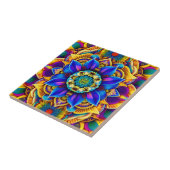 Zonneblauwe Mandala Tegeltje (Zijkant)
