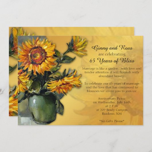 Zonnebloedig Jubileum Kaart (Voorkant / Achterkant)