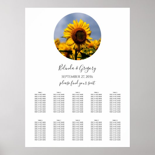 Zonnebloedige blauwe hemel - Rustic Wedding Seatin Poster (Voorkant)