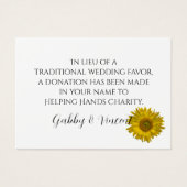 Zonnebloedige bruiloft Charity Favor Kaart (Voorkant)