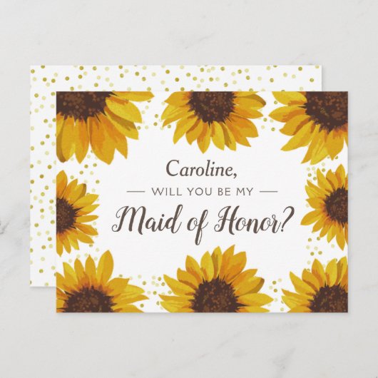 Zonnebloedige gouden Stippen zullen je zijn als mi Uitnodiging Briefkaart (Voorkant / Achterkant)