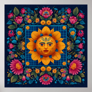 Zonnebloei - Folk Art Solarpunk Poster