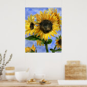 Zonnebloem 01 Waterverf schilderijen Kunstafdrukke Poster (Keuken)