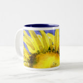 Zonnebloem 05 Waterverf Mok schilderen (Voorkant links)