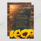 Zonnebloem 10e huwelijksjubileum rustieke herfst kaart (Voorkant / Achterkant)
