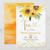 Zonnebloem 10th Birthday Invitation Kaart (Voorkant / Achterkant)