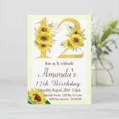 Zonnebloem 12e verjaardag kaart (Staand voorkant)