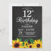 Zonnebloem 12th Birthday Invitation Kaart (Voorkant)