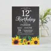 Zonnebloem 12th Birthday Invitation Kaart (Staand voorkant)