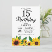 Zonnebloem 15th Birthday Invitation Kaart (Staand voorkant)