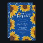 Zonnebloem 16 Birthday Navy Blue & Gold Kaart<br><div class="desc">Dit ontwerp is voorzien van geschilde zonnebloemen voor waterverf op een blauw marineklein met gouden stippen. Klik de aanpassingsknoop voor meer flexibiliteit in het wijzigen van de tekst of het bewegen van de grafiek! De variaties van dit ontwerp en de coördinerende producten zijn beschikbaar in onze winkel, zazzle.com/doodlelulu*. Neem contact...</div>