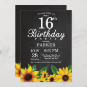 Zonnebloem 16e verjaardag uitnodiging (Voorkant / Achterkant)