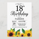 Zonnebloem 18th Birthday Invitation Kaart<br><div class="desc">Zonnebloem 18th Birthday Invitation. Floral Flowers en White Background landretro. Vrouwendag. 12e 13e 15e 16e 18e 21e 30e 40e 50e 60e 70e 90e 100e, om het even welke leeftijd. Afdrukbaar digitaal. Voor verdere aanpassing, te klikken gelieve de knoop "van de Aanpassing het"en ons ontwerphulpmiddel te gebruiken om deze sjabloon te...</div>