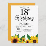 Zonnebloem 18th Birthday Invitation Kaart<br><div class="desc">Zonnebloem 18th Birthday Invitation. Floral Flowers en White Background landretro. Vrouwendag. 12e 13e 15e 16e 18e 21e 30e 40e 50e 60e 70e 90e 100e, om het even welke leeftijd. Afdrukbaar digitaal. Voor verdere aanpassing, te klikken gelieve de knoop "van de Aanpassing het"en ons ontwerphulpmiddel te gebruiken om deze sjabloon te...</div>