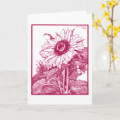 Zonnebloem (1919)  Woodcut door Julie de Graag Kaart (Gele Bloem)