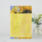 Zonnebloem 1 Waterverf gepersonaliseerd Briefpapie Briefpapier (Staand voorkant)