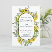 Zonnebloem 1e verjaardag kaart (Staand voorkant)