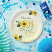 Zonnebloem 1e verjaardag papieren bordje (Feest)