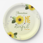 Zonnebloem 1e verjaardag papieren bordje (Voorkant)