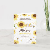 Zonnebloem 1e verjaardag Uitnodigen, Bumble Bee Ve (Voorkant)