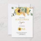 Zonnebloem 1e verjaardag Uitnodigen Kaart (Voorkant)