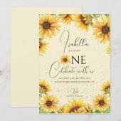 Zonnebloem 1e verjaardag Uitnodiging (Voorkant / Achterkant)
