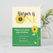 Zonnebloem 1e verjaardag Uitnodiging (Staand voorkant)