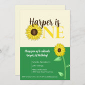 Zonnebloem 1e verjaardag Uitnodiging (Voorkant / Achterkant)