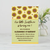 Zonnebloem 1e verjaardag uitnodigingen draaien een (Staand voorkant)