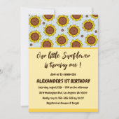 Zonnebloem 1e verjaardag uitnodigingen schattig mo (Voorkant)