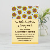 Zonnebloem 1e verjaardag uitnodigingen schattig mo (Staand voorkant)