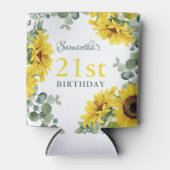 Zonnebloem 21ste verjaardagsfeest blikjeskoeler (Voorkant)