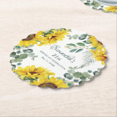 Zonnebloem 21ste verjaardagsfeest kartonnen onderzetters (Gekanteld)