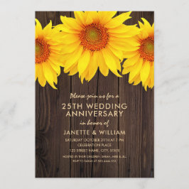 Zonnebloem 25e trouwjubileum rustieke hout kaart