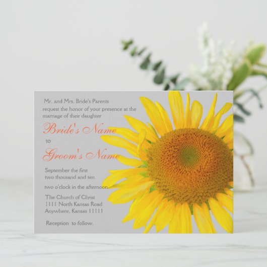 Zonnebloem 2 Huwelijk Kaart (Staand voorkant)