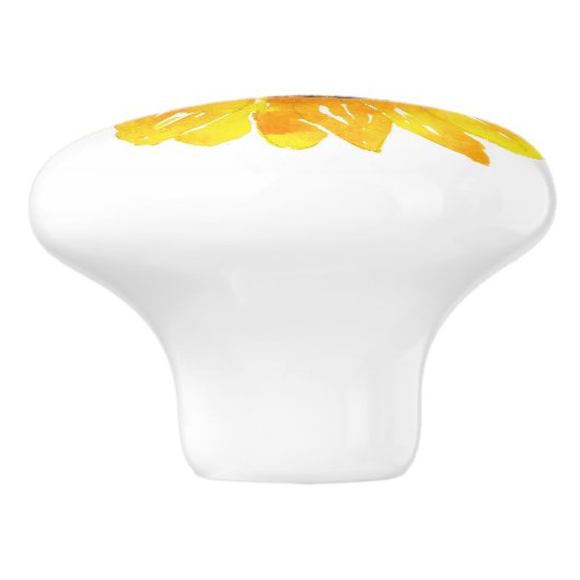 Zonnebloem 2 met handgeschilde Waterverf Keramische Knop (Zijkant)