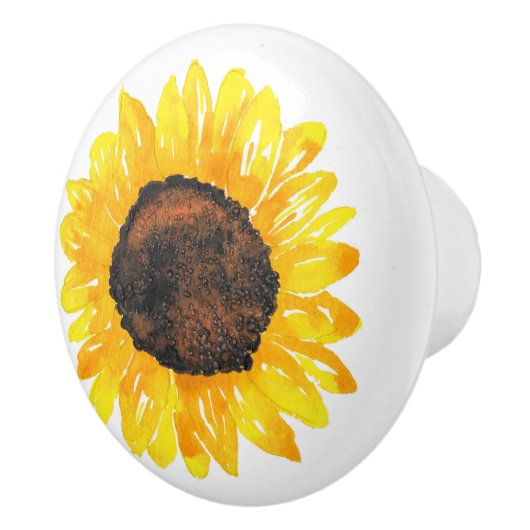 Zonnebloem 2 met handgeschilde Waterverf Keramische Knop (Rechts)