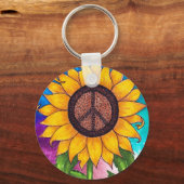 Zonnebloem 2 voor vredessignalisatie sleutelhanger (Voorkant)
