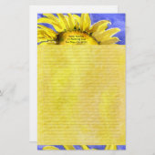 Zonnebloem 2 Waterverf gepersonaliseerd Briefpapie Briefpapier (Voorkant / Achterkant)
