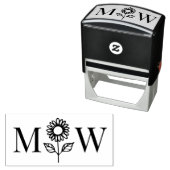 Zonnebloem #3 Paar Bruiloft 2 Initiaal Monogram Zelfinktende Stempel (In situ)