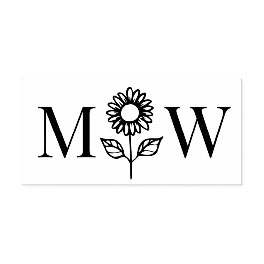 Zonnebloem #3 Paar Bruiloft 2 Initiaal Monogram Zelfinktende Stempel (Design)