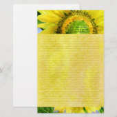 Zonnebloem 3 Waterverf gepersonaliseerd Briefpapie Briefpapier (Voorkant / Achterkant)