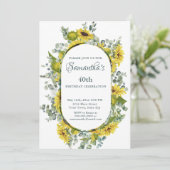 Zonnebloem 40e verjaardag kaart (Staand voorkant)