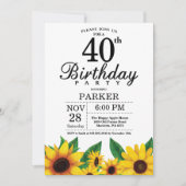 Zonnebloem 40th Birthday Invitation Kaart (Voorkant)