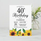 Zonnebloem 40th Birthday Invitation Kaart (Staand voorkant)