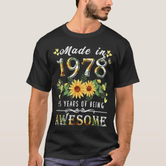 Zonnebloem 45e verjaardag voor vrouwen Floral Best T-shirt