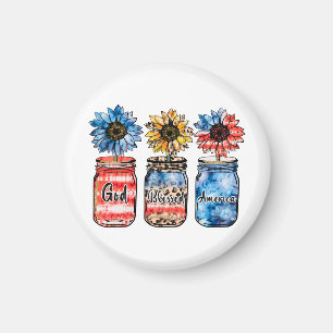 Zonnebloem 4 juli   God zegene Amerika Magneet