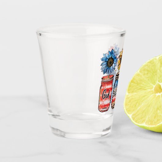 Zonnebloem 4 juli | God zegene Amerika Shot Glas (Links)