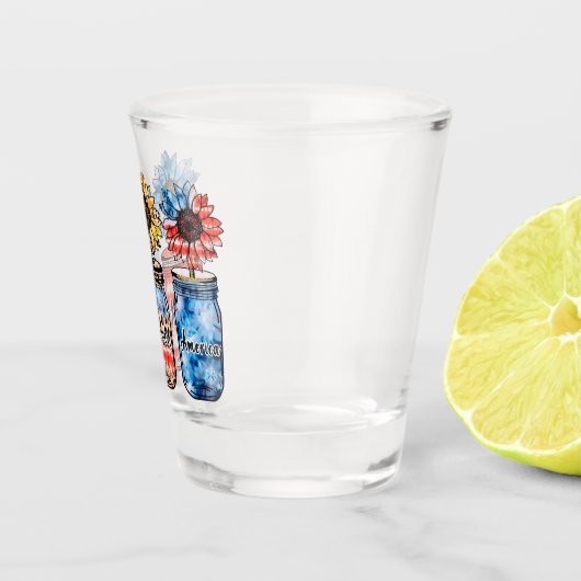 Zonnebloem 4 juli | God zegene Amerika Shot Glas (Rechts)