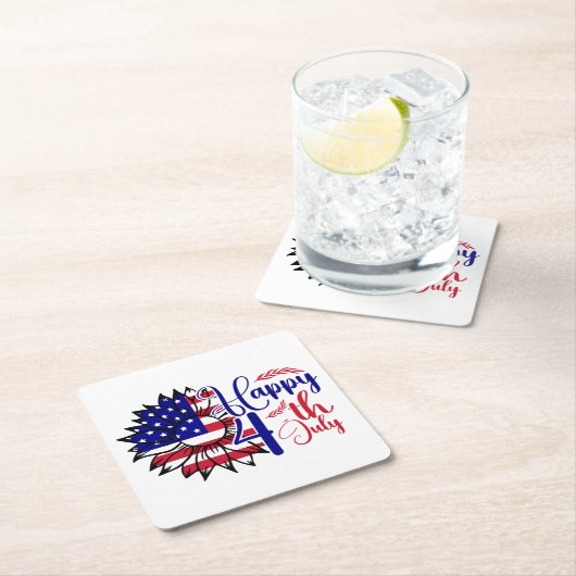 Zonnebloem 4 juli kartonnen onderzetters (Insitu)